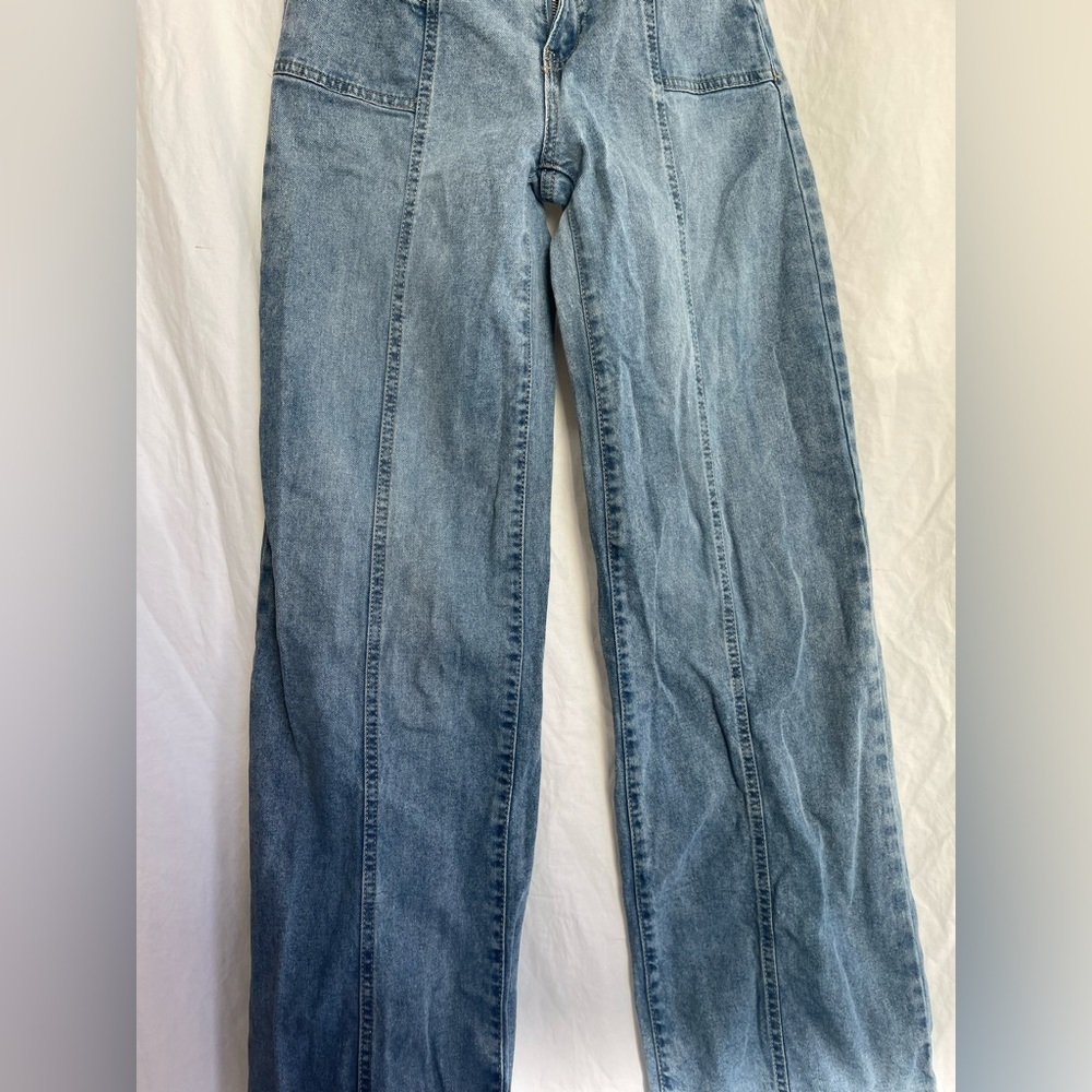 Madden NYC Mid-Rise Loose Fitted Jeans Wide Leg Denim Cargo Utility Size Small - Picture 7 of 16
